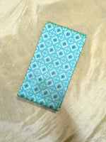 Load image into Gallery viewer, back hook view of sky blue kasuti blouse with chaya embroidery
