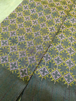 Load image into Gallery viewer, sleeve embroidery detail of greenish grey kasuti bloom blouse
