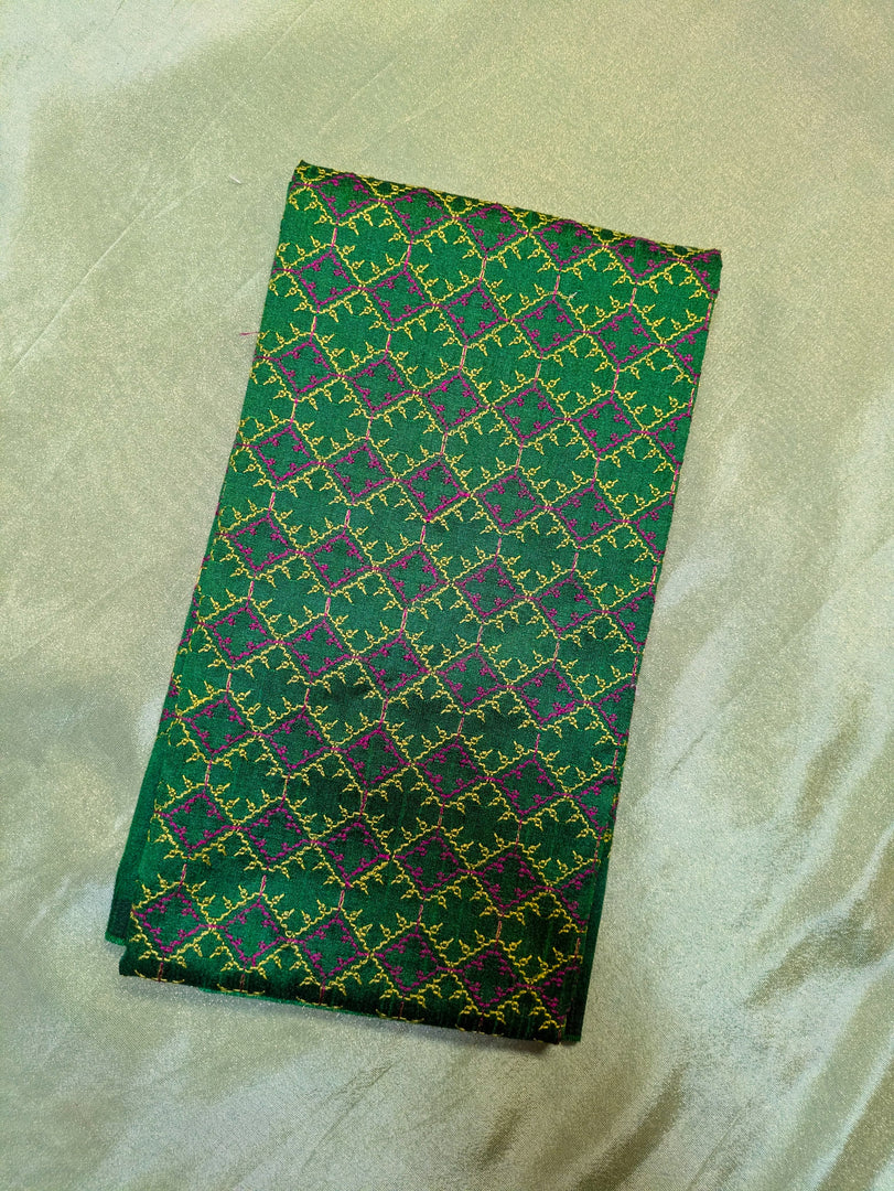 sleeve embroidery detail of deep green kasuti bloom blouse