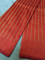 Load image into Gallery viewer, sleeve embroidery detail on orange samay kasuti blouse
