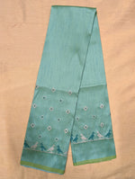 Load image into Gallery viewer, back hook design of pista green mayur blouse with embroidery
