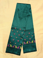 Load image into Gallery viewer, sleeve embroidery detail on emerald green-blue mayur blouse
