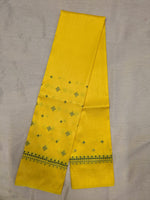 Load image into Gallery viewer, embroidery close-up of bright yellow diamond kutchwork blouse
