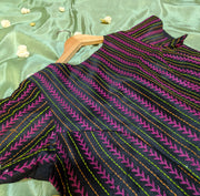 sleeve embroidery detail on black kasuti stitched blouse