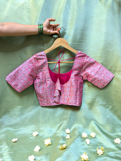 Pink Kasuti Garden Stitched Blouse