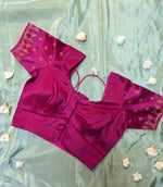 Load image into Gallery viewer, back hook design of pink peacock kasuti stitched blouse with embroidery
