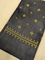Load image into Gallery viewer, black kutchwork blouse with diamond embroidery motifs front view

