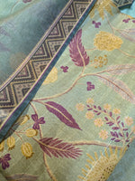 Load image into Gallery viewer, sage green sharvari kurta full set with embroidered detailing front view
