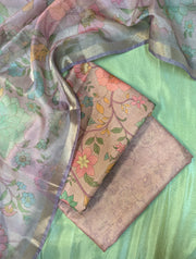 light pink sharvari kurta full set with embroidery front displayed