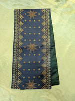 Load image into Gallery viewer, navy blue table runner with plain woven fabric and stitched edges
