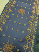 Load image into Gallery viewer, navy blue table runner showing smooth weave and neat stitching
