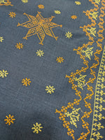 Load image into Gallery viewer, navy blue table runner with fabric texture close-up view
