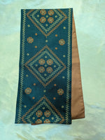 Load image into Gallery viewer, green wildflower table runner with embroidered floral border design
