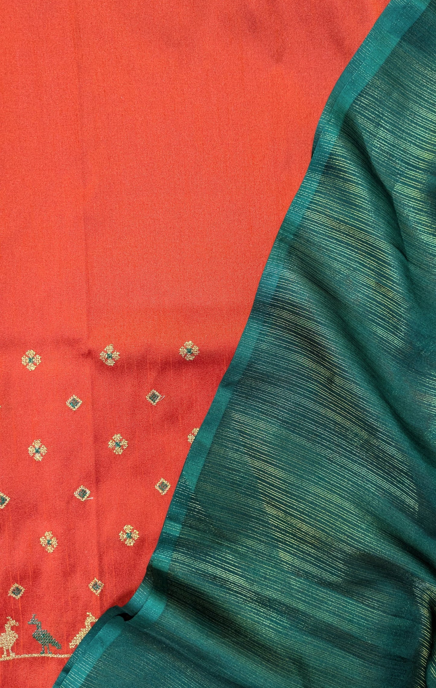 Green Mor Saree Combo (with designer Mayur kasuti blouse)