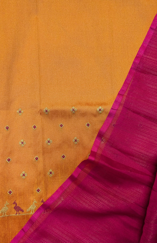 Pink Mor Saree Combo (with designer Mayur kasuti blouse)