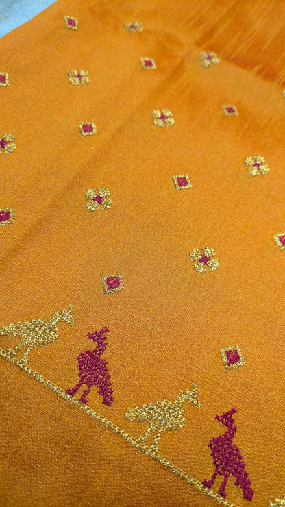 Pink Mor Saree Combo (with designer Mayur kasuti blouse)