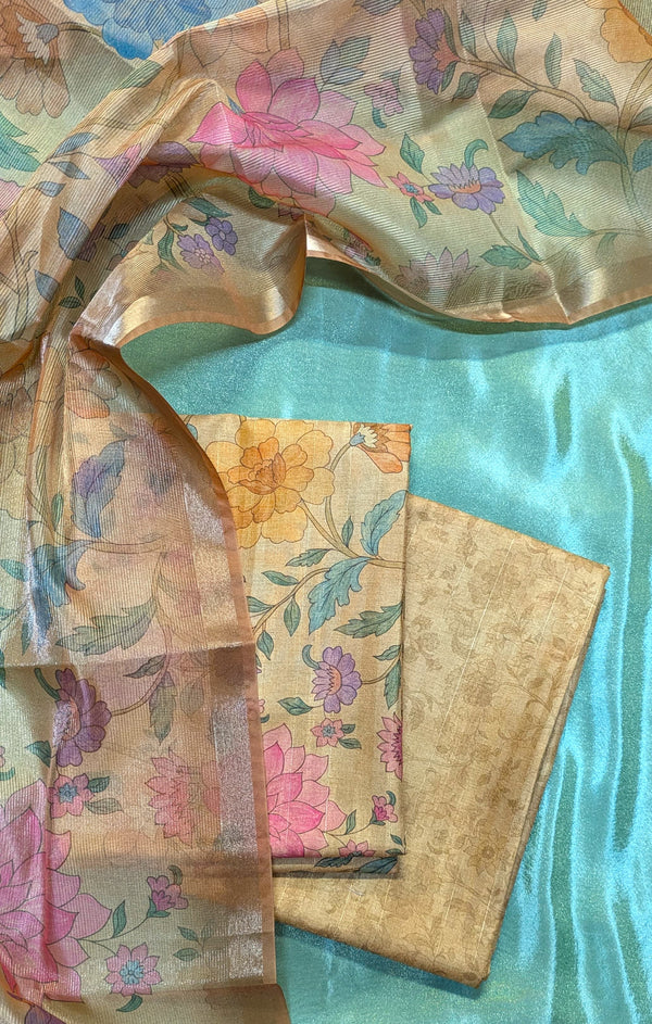 light orange sharvari kurta set with embroidered detailing front view