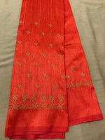 Load image into Gallery viewer, Orange peacock kasuti blouse embroidery detail highlighting peacock motifs
