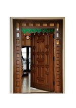 Load image into Gallery viewer, Green kasuti toran draped view with hanging embroidered motifs
