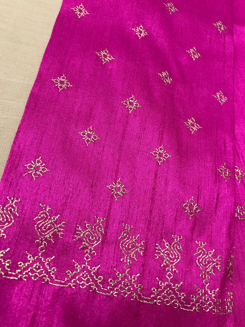 Rani peacock kasuti blouse embroidery close-up showing peacock motif