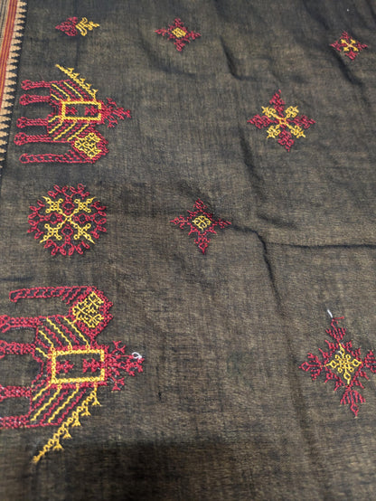 Black Aane Kasuti Handwoven Cotton Saree