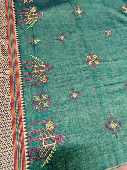 Green Aane Kasuti Handwoven Cotton Saree