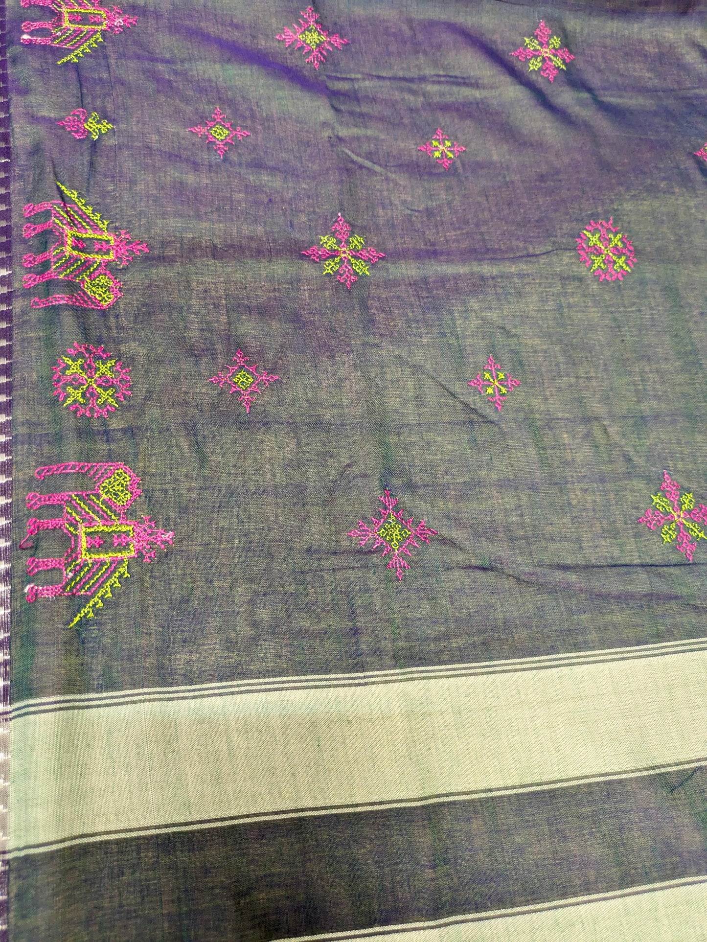 Neeli Aane Kasuti Handwoven Cotton Saree