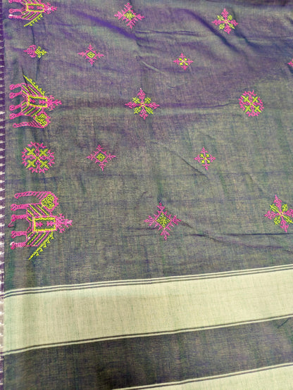 Neeli Aane Kasuti Handwoven Cotton Saree